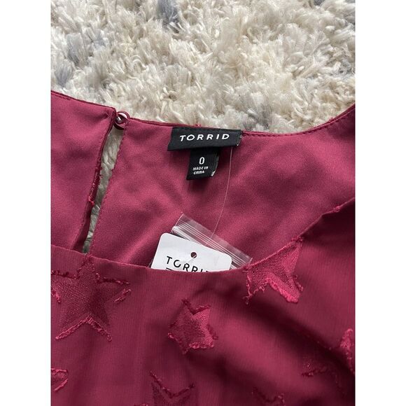 Torrid Midi Clip Dot Chiffon Tiered Dress Plus Size 0 L 12 #D13886 NWT - Picture 2 of 6